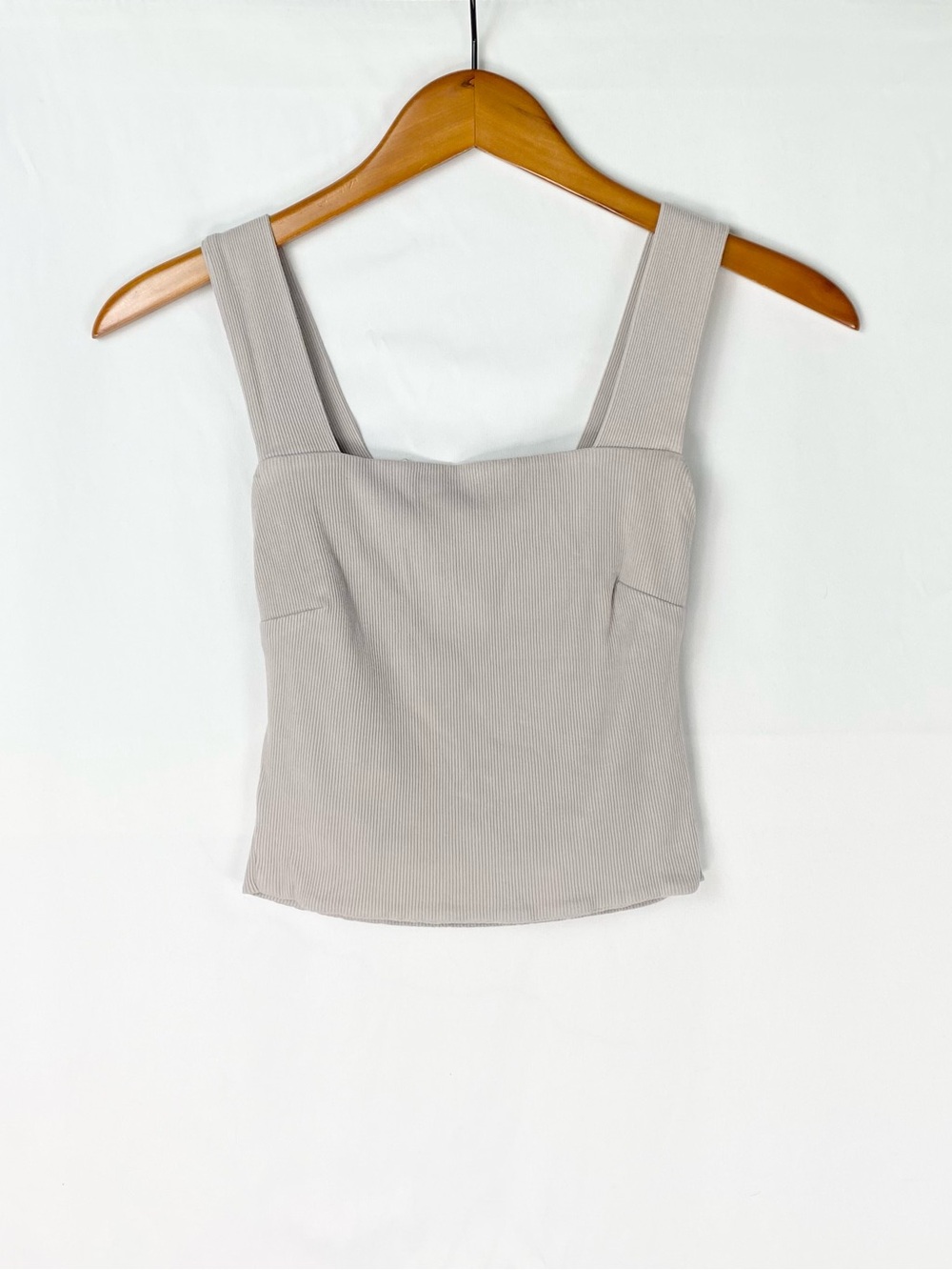 ILLA ILLA Ribbed Open Back Crop Tank Top Beige Size Small